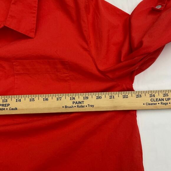 Poppy Red Blouse Tunic Lagenlook Asian Kimono Inspired L Roll Tab NWT Zac Rachel - Picture 5 of 10